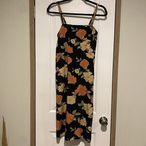 Y2K Xhilaration VNTG Dress Size S Black Floral Spaghetti Strap Fairy Grunge Sz S